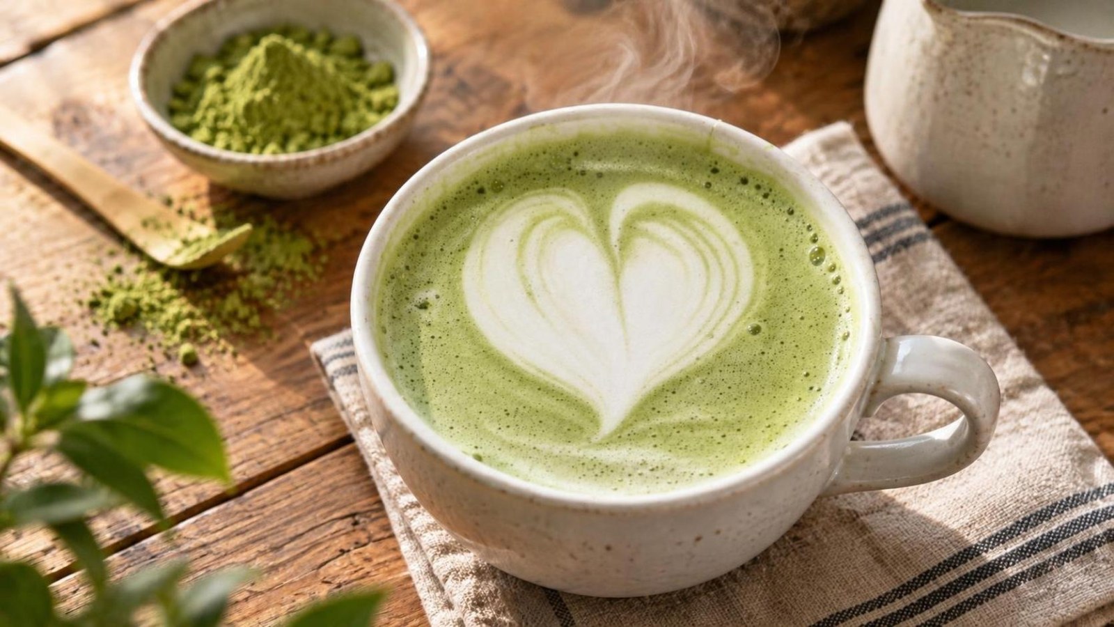 Karštas matcha latte
