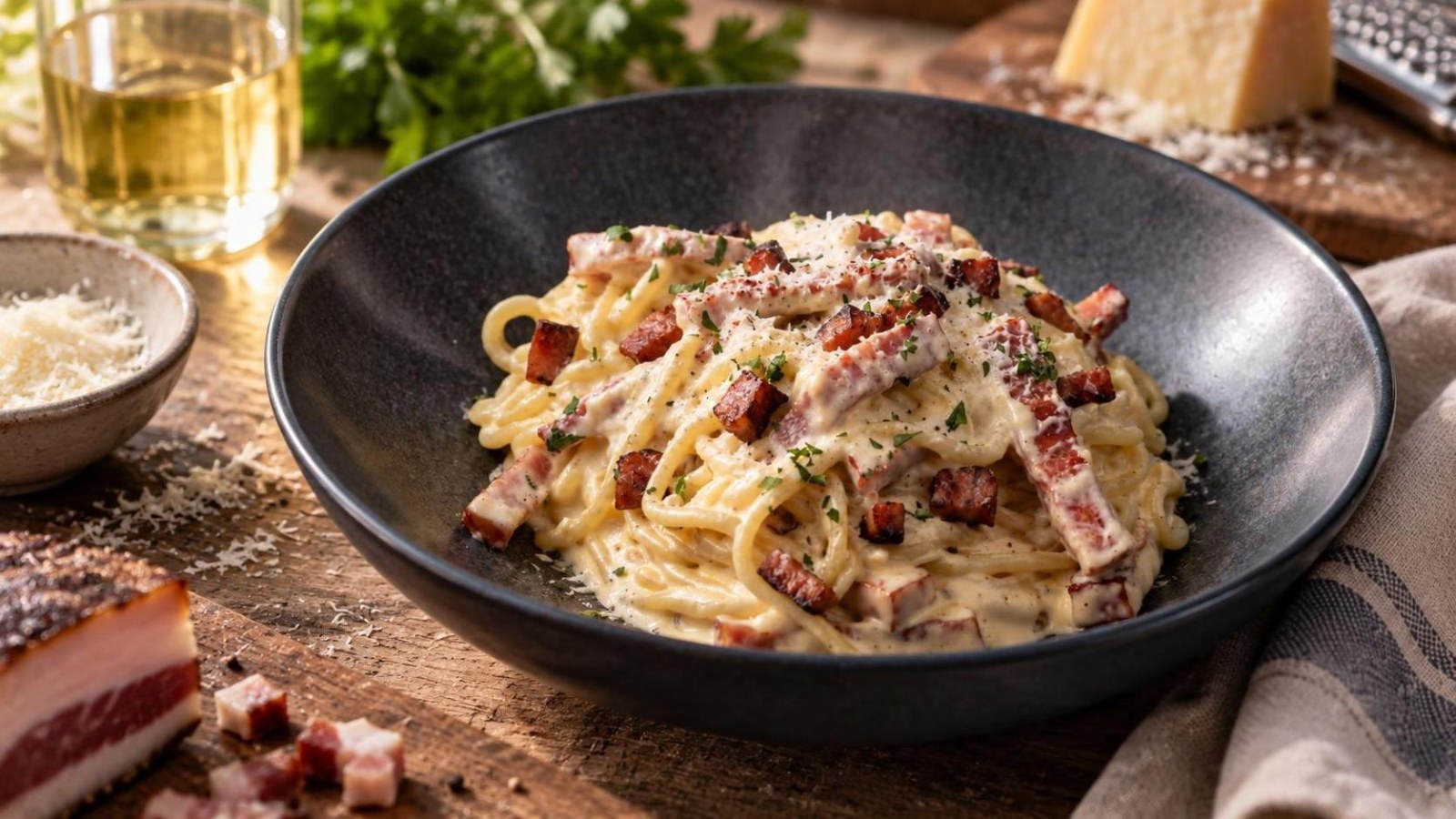 Makaronai „alla mattacchiona“ su guanciale ir pecorino