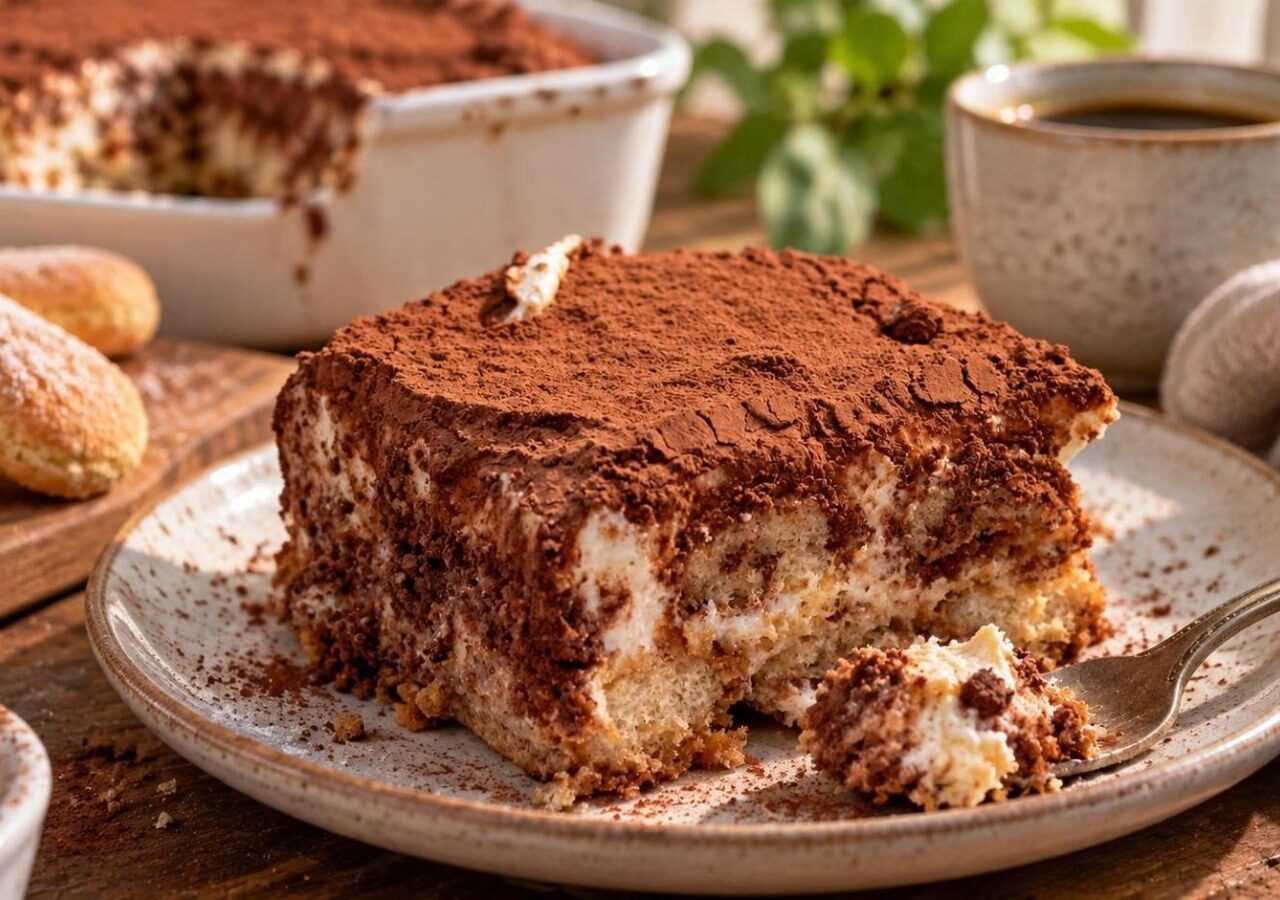 Veganiškas anakardžių tiramisu su naminiais biskvitiniais pirštukais